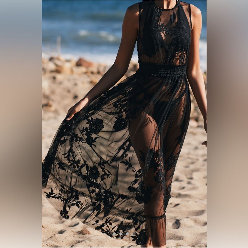 NWT By Anthropologie Embroidered Mesh Maxi Dress - Picture 5 of 10